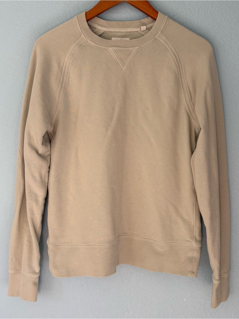 Billy Reid Sweatshirt Tinted White Crewneck Sweatshirt Cotton Elbow Patch
